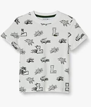 Lacoste T-Shirt Boys Youth 14 Large Graphic AOP Alligator Logo Short Sleeve
